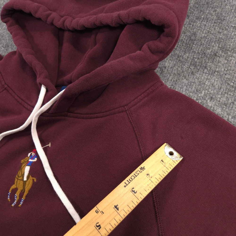 Polo Ralph Lauren Hoodie Mens XXL Burgundy Center Big Flesh Pony Fleece Pullover - Picture 9 of 9